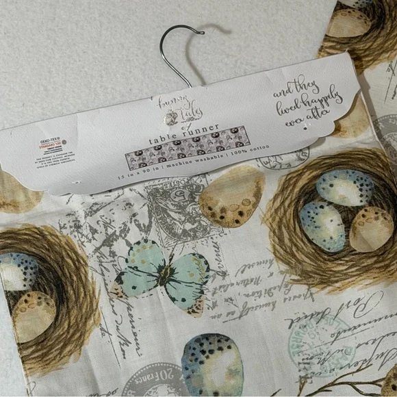 Bunny Tales Bird Nest and Butterfly Table Runner - Picture 2 of 6